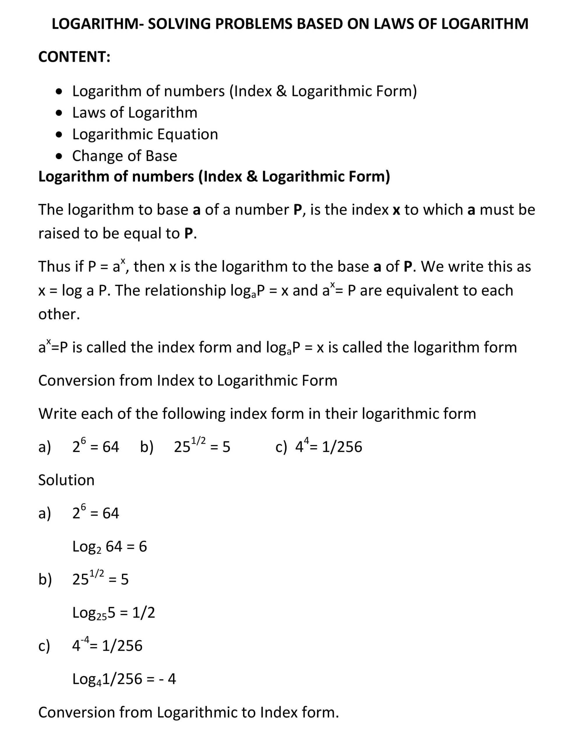LOGARITHM- SOLVING PROBLEMS BASED ON LAWS OF LOGARITHM_1