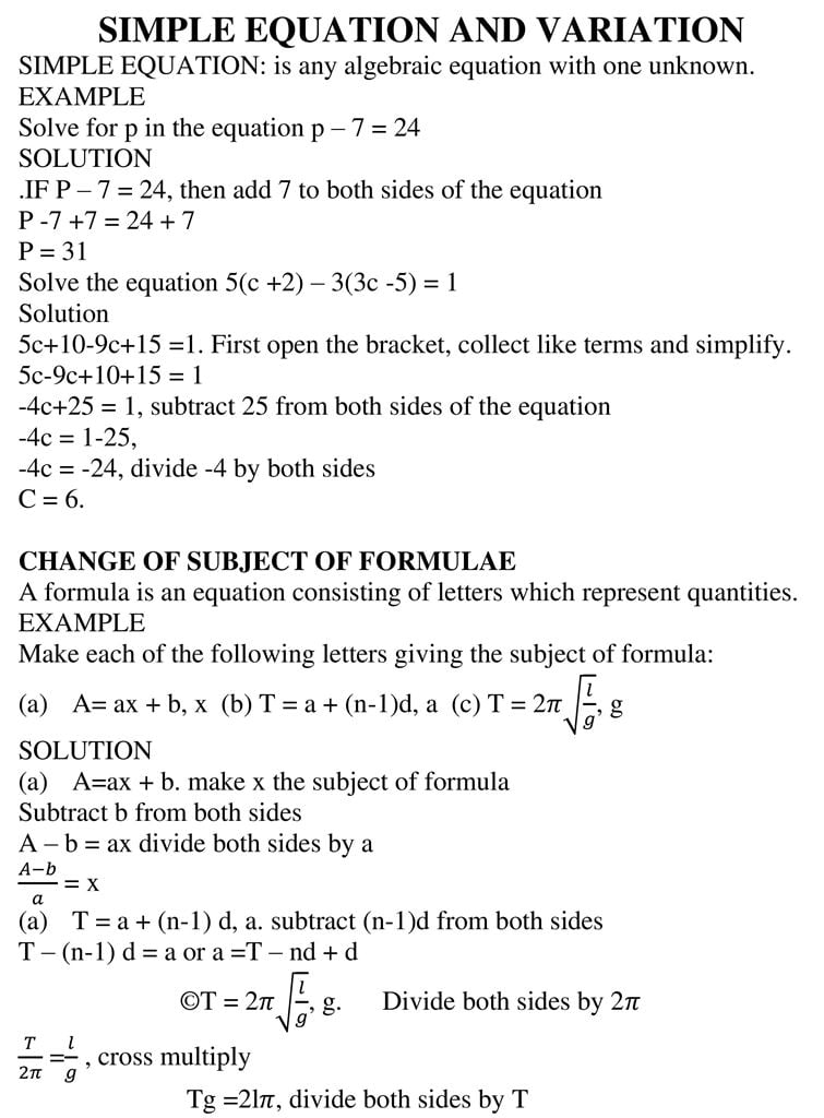SIMPLE EQUATION AND VARIATION_1
