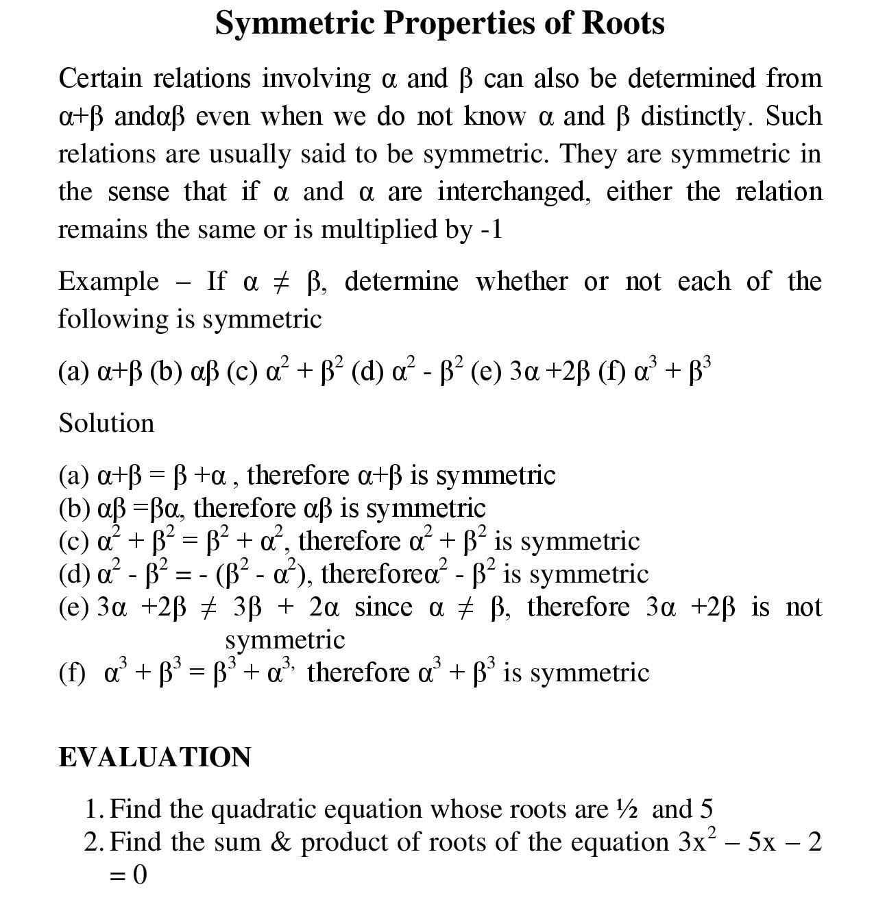 Symmetric Properties of Roots_1