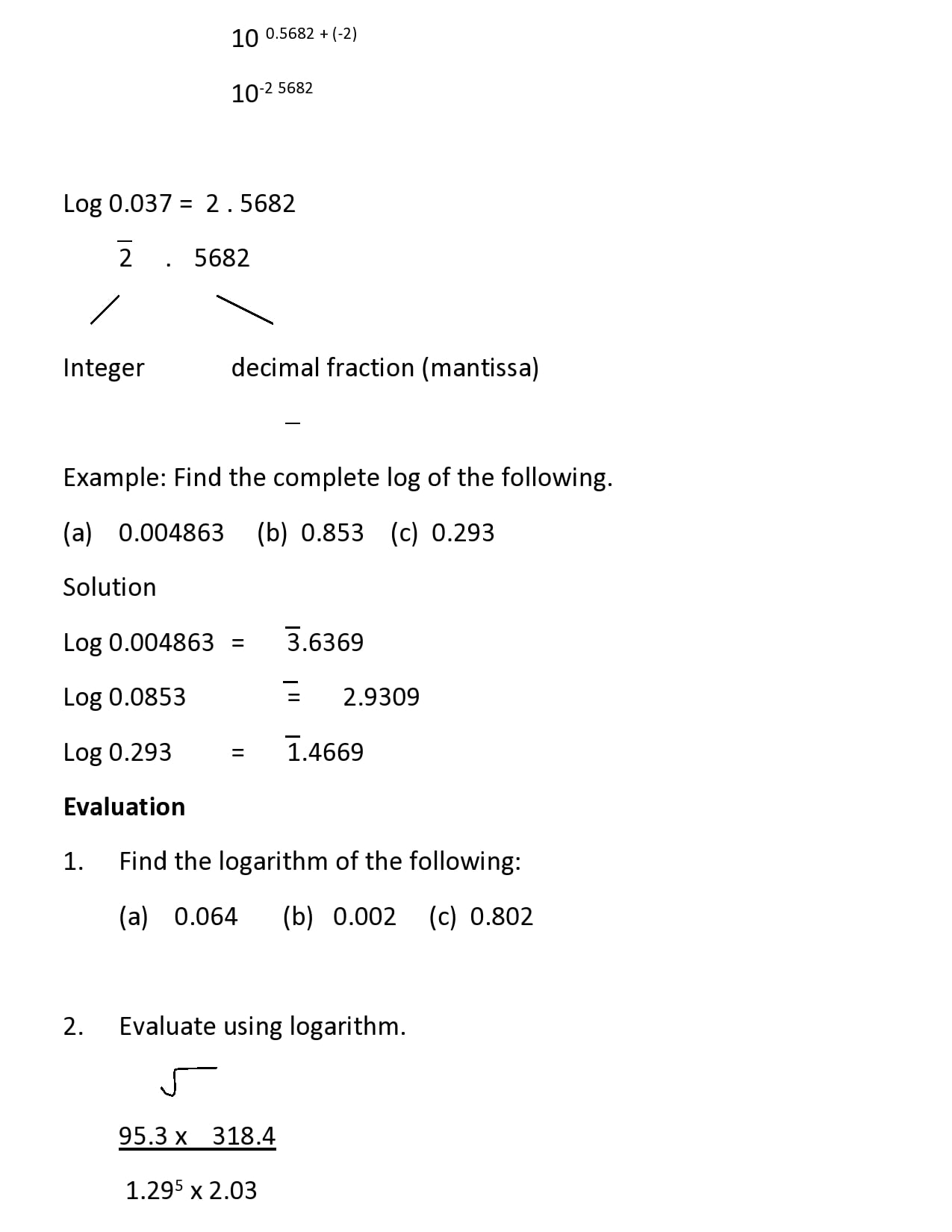 Using logarithm to solve problems with powers and root3